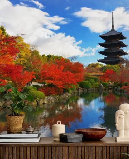Red and Green Trees Wall Mural