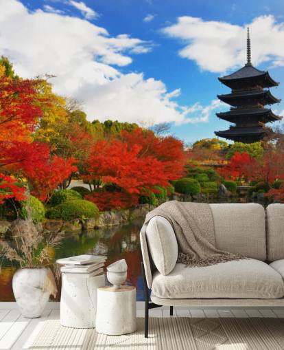 Red and Green Trees Wall Mural