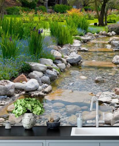 Papier Peint Jardin japonais relaxant avec ruisseau