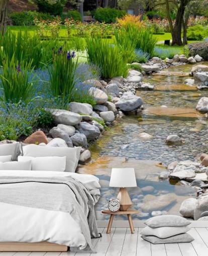 Relaxing Japanese Garden with Brook Wallpaper