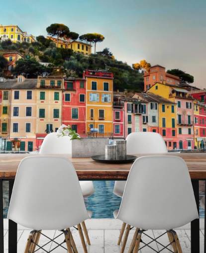 colourful italian houses on the coast wallpaper