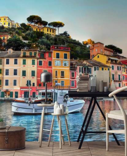 papel pintado de casas italianas coloridas en la costa papel pintado de casas italianas coloridas en la costa
