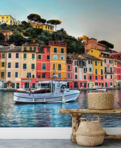 colourful italian houses on the coast wallpaper