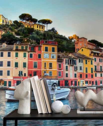colourful italian houses on the coast wallpaper