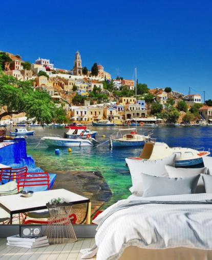 Greek Coastal Town Wallpaper Greek Coastal Town Wallpaper