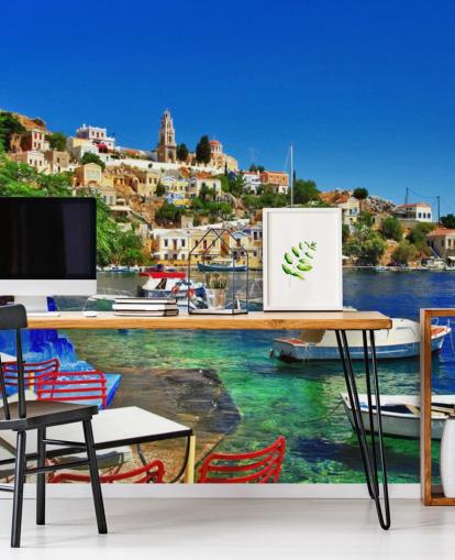 Greek Coastal Town Wallpaper Greek Coastal Town Wallpaper