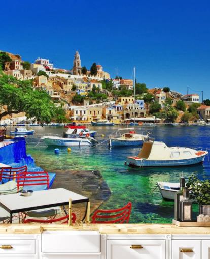 Greek Coastal Town Wallpaper Greek Coastal Town Wallpaper