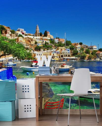 Carta da parati con città costiera Carta da parati con città costiera