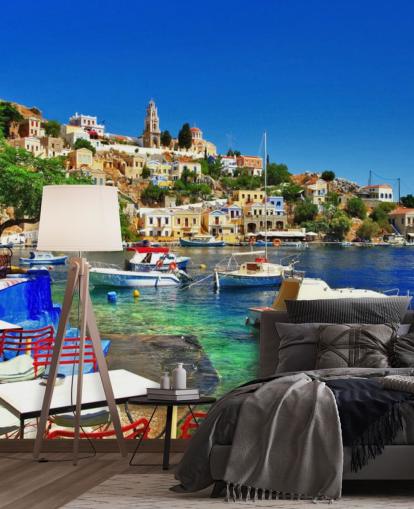 Greek Coastal Town Wallpaper Greek Coastal Town Wallpaper