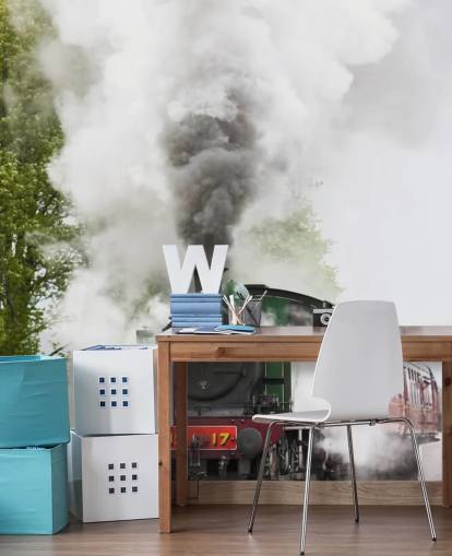 Rød og grøn damptog på sporet Baggrund