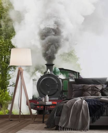 Fondo de pantalla de tren de vapor rojo y verde en pista