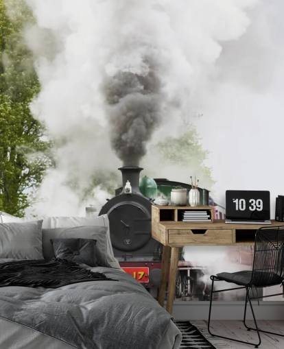 Fondo de pantalla de tren de vapor rojo y verde en pista