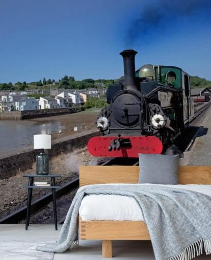 Green Steam Train by the Coast Wallpaper Green Steam Train by the Coast Wallpaper