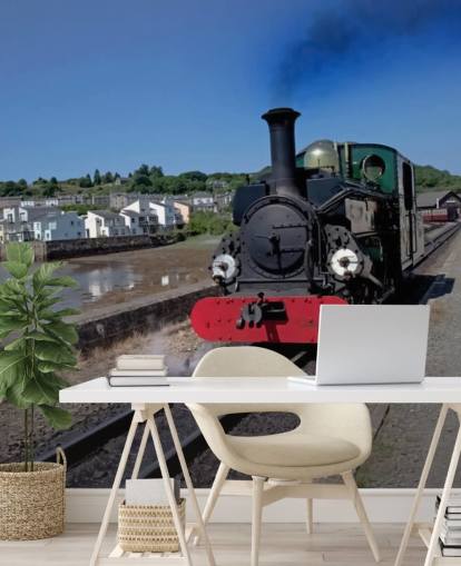 Green Steam Train by the Coast Wallpaper Green Steam Train by the Coast Wallpaper