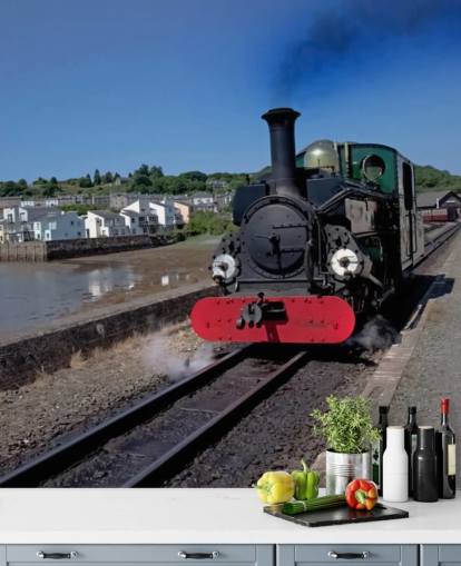 Sfondo Treno A Vapore Verde sulla Costa