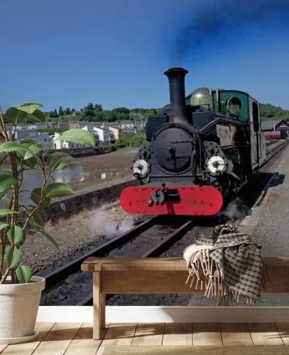 Papier peint du train à vapeur vert de la côte