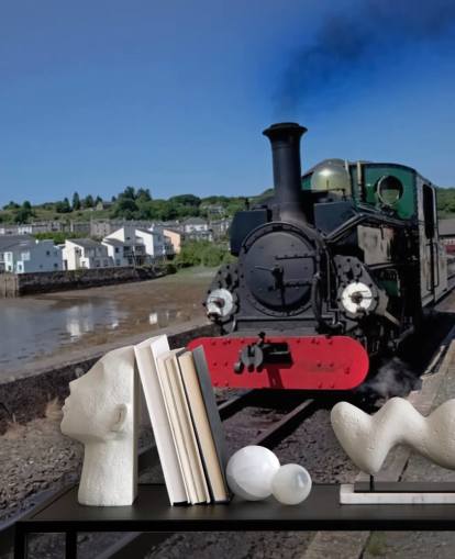 Papier peint du train à vapeur vert de la côte Papier peint du train à vapeur vert de la côte