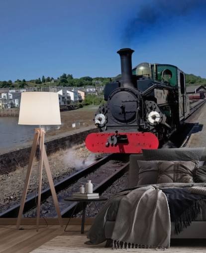 Papier peint du train à vapeur vert de la côte