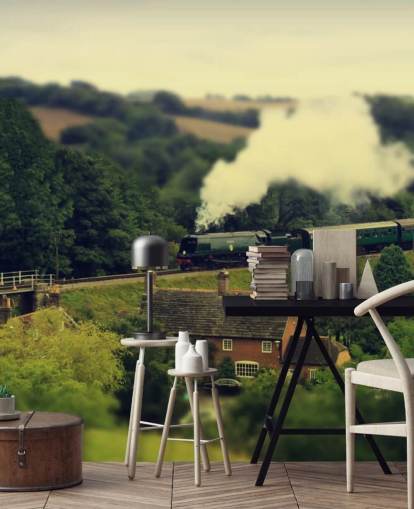 Steam train in Countryside Wallpaper