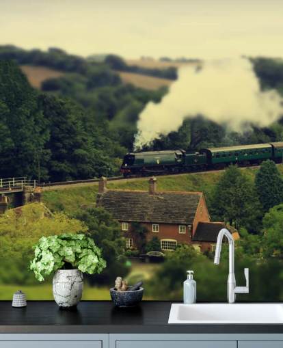 Tren de vapor en Countryside Wallpaper Tren de vapor en Countryside Wallpaper