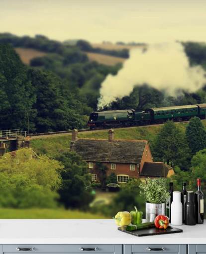 Steam train in Countryside Wallpaper