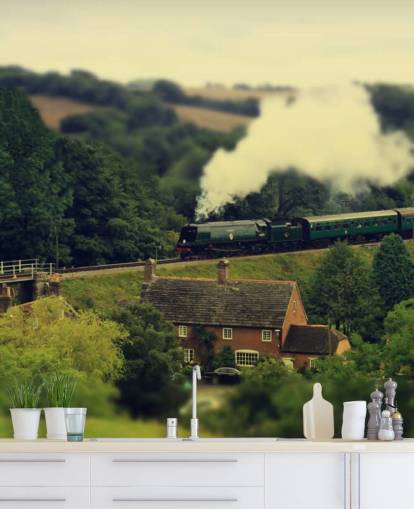 Steam train in Countryside Wallpaper