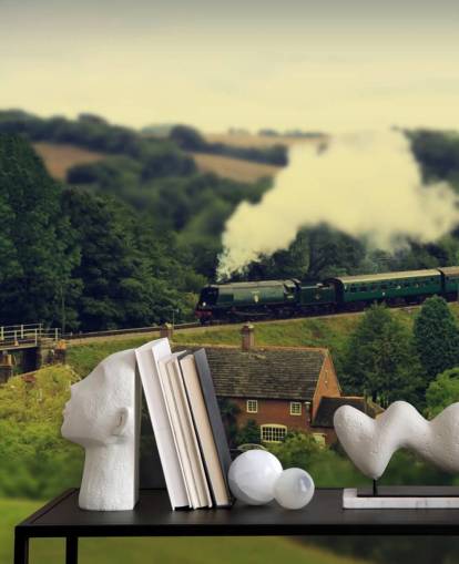 Papier peint Train à vapeur dans la campagne