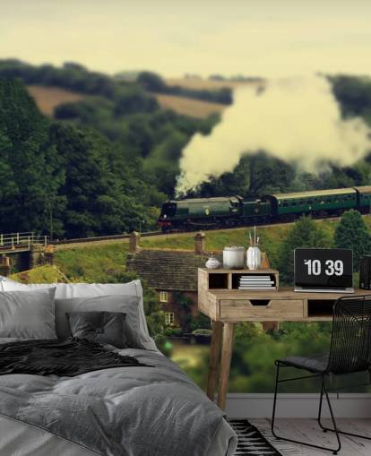 Stoomtrein in Countryside Wallpaper