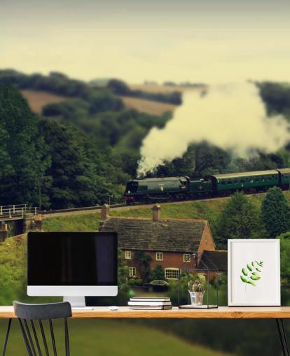 Stoomtrein in Countryside Wallpaper