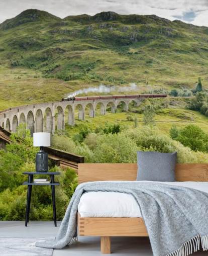 tågtapeter väggmålning som heter Steam Train på Glenfinnan Viaduct för hem och kontor