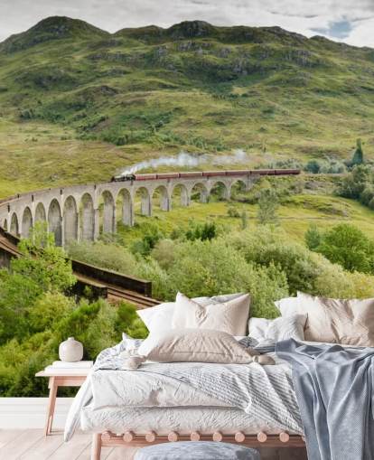 mural de papel pintado de un tren llamado Tren de vapor en el viaducto de Glenfinnan para hogares y oficinas mural de papel pintado de un tren llamado Tren de vapor en el viaducto de Glenfinnan para hogares y oficinas