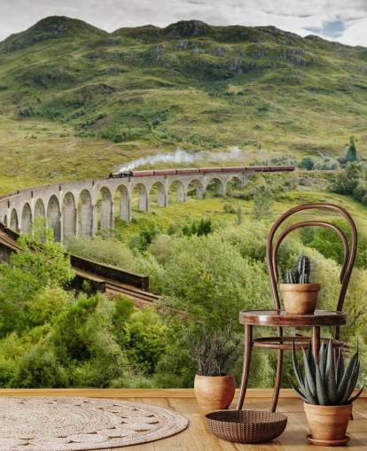 train wallpaper mural called Steam Train on Glenfinnan Viaduct for homes and offices