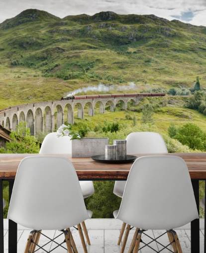 train wallpaper mural called Steam Train on Glenfinnan Viaduct for homes and offices