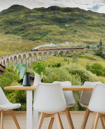train wallpaper mural called Steam Train on Glenfinnan Viaduct for homes and offices