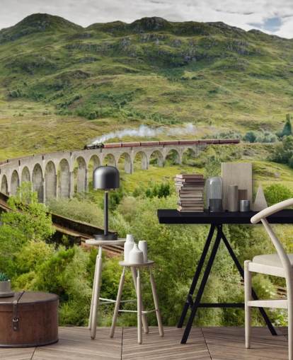 train wallpaper mural called Steam Train on Glenfinnan Viaduct for homes and offices