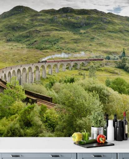 train wallpaper mural called Steam Train on Glenfinnan Viaduct for homes and offices train wallpaper mural called Steam Train on Glenfinnan Viaduct for homes and offices
