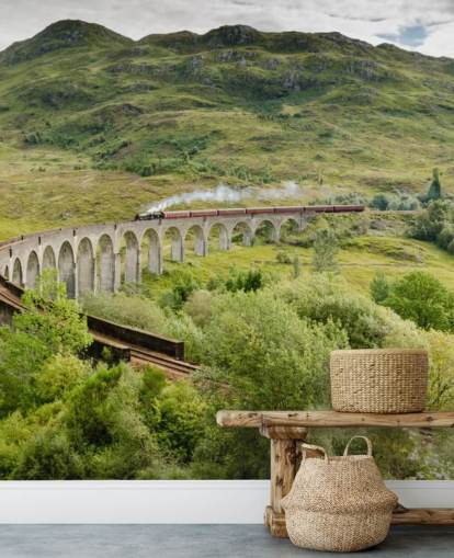 tågtapeter väggmålning som heter Steam Train på Glenfinnan Viaduct för hem och kontor tågtapeter väggmålning som heter Steam Train på Glenfinnan Viaduct för hem och kontor
