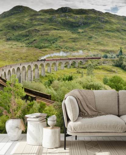 train wallpaper mural called Steam Train on Glenfinnan Viaduct for homes and offices train wallpaper mural called Steam Train on Glenfinnan Viaduct for homes and offices