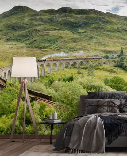 junan taustakuvamaalaus nimeltä Steam Train Glenfinnan Viaductissa koteihin ja toimistoihin junan taustakuvamaalaus nimeltä Steam Train Glenfinnan Viaductissa koteihin ja toimistoihin