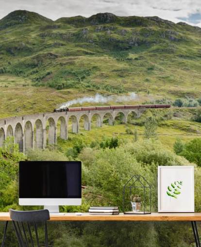 tog tapet veggmaleri kalt Steam Train på Glenfinnan Viaduct for hjem og kontorer