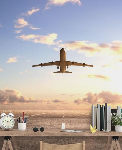 Plane Setting Off Wallpaper