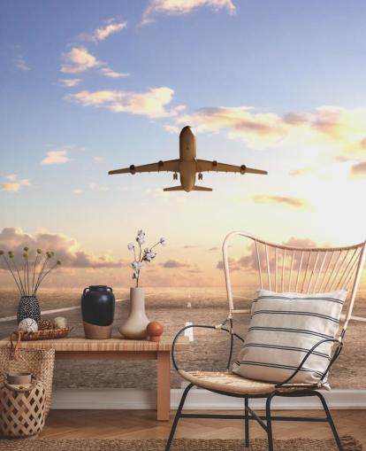 Plane Setting Off Wallpaper
