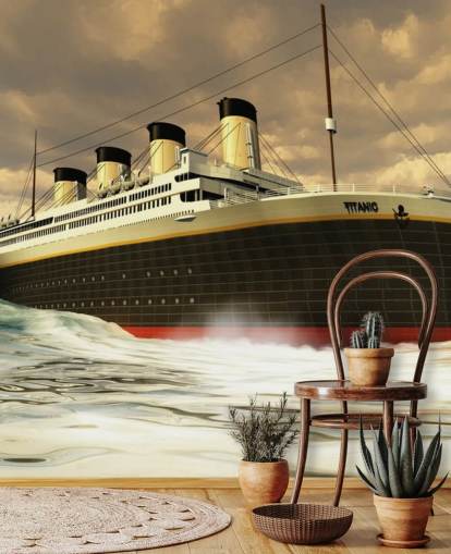 Titanic Ship on Rough Sea Wallpaper