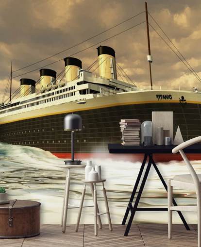 Titanisches Schiff auf rauer See Tapete