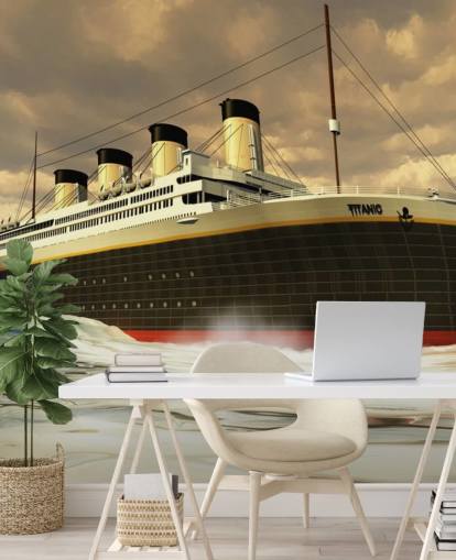Titanic Ship on Rough Sea Wallpaper