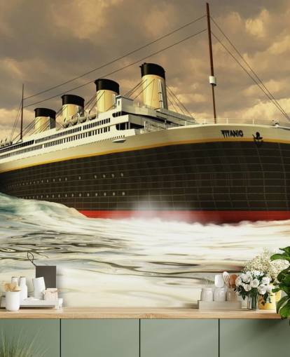 Titanic Ship on Rough Sea Wallpaper