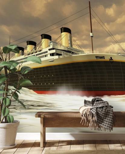 Titanic Ship on Rough Sea Wallpaper