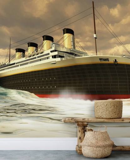 Titanic Ship on Rough Sea Wallpaper