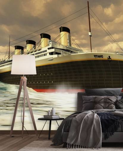 Titanic Ship på Rough Sea Baggrund