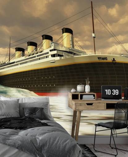 Titanic Ship på Rough Sea Baggrund